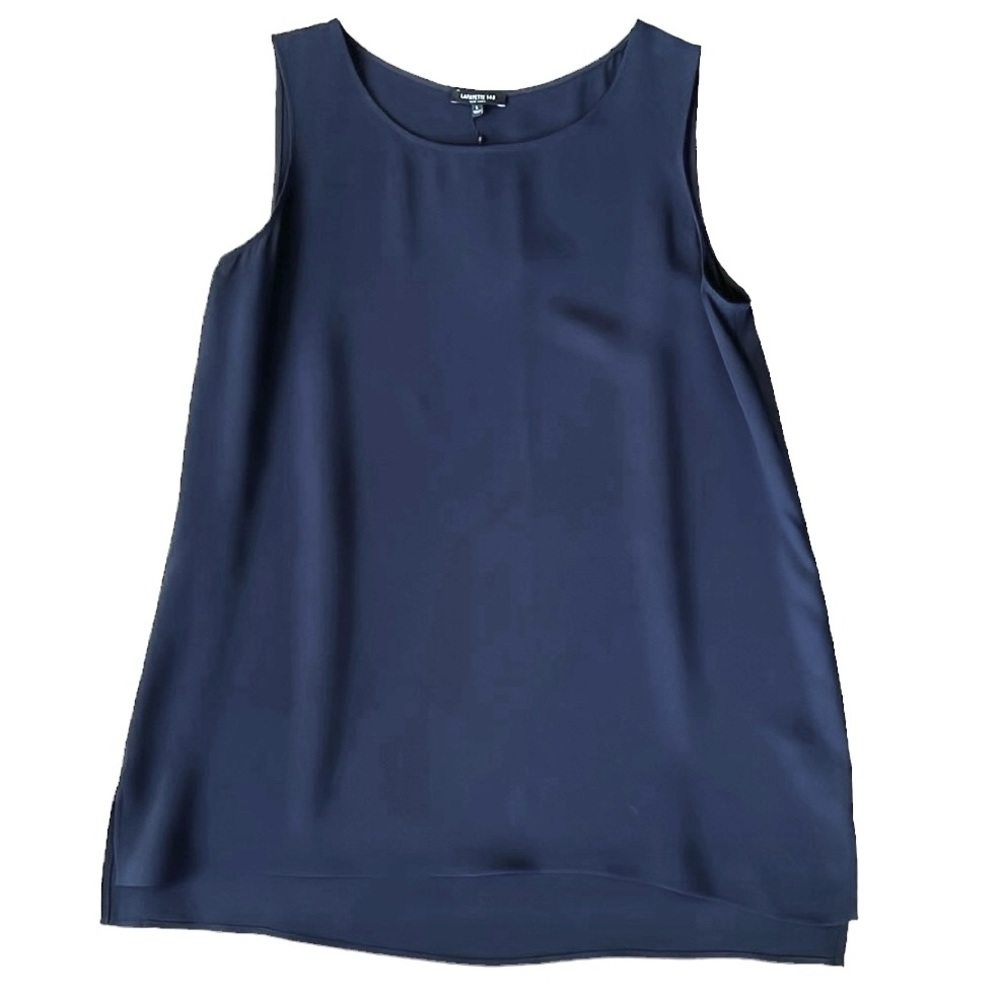 Lafayette 148 Silk Semi Sheer Tank Dark Navy Size L
